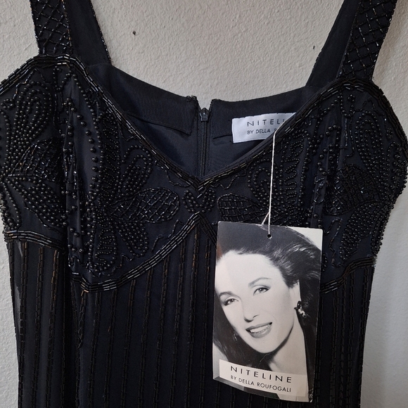 NWT Vintage Silk Niteline by Della Roufogali Beaded Gown Womens size 8 - Picture 4 of 9